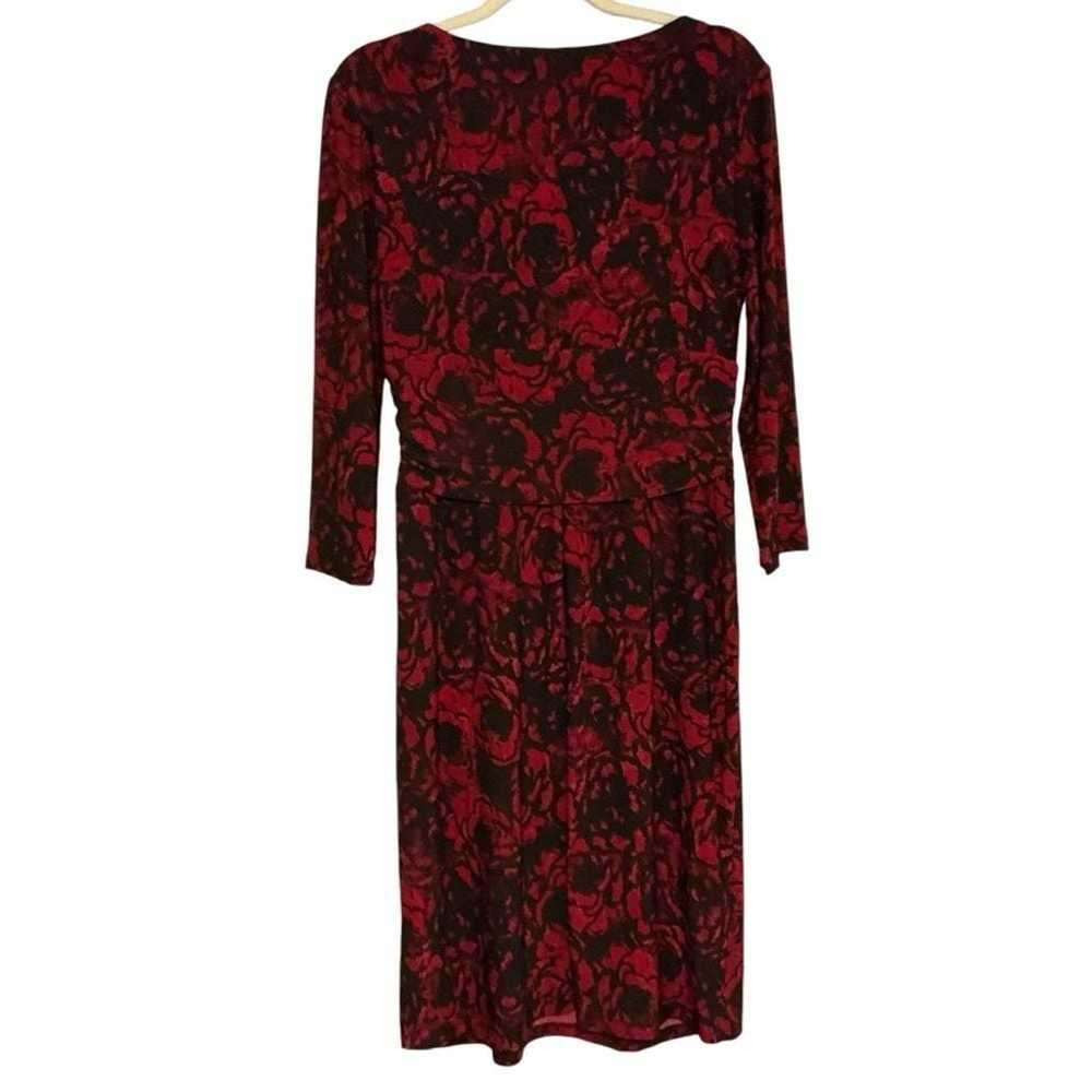 Chaps Red Black Floral Print Empire Waist Dress S… - image 7