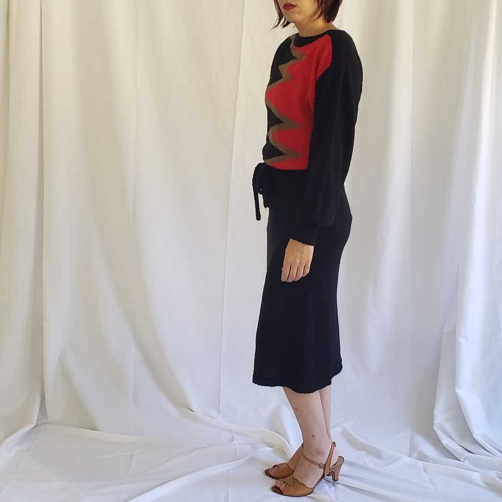 70s Black and Red Sweater Dress - image 2