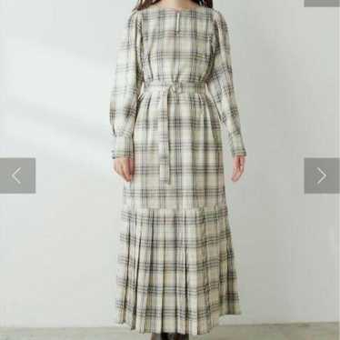 NICE CLAUP natural couture Check Long Onepiece.