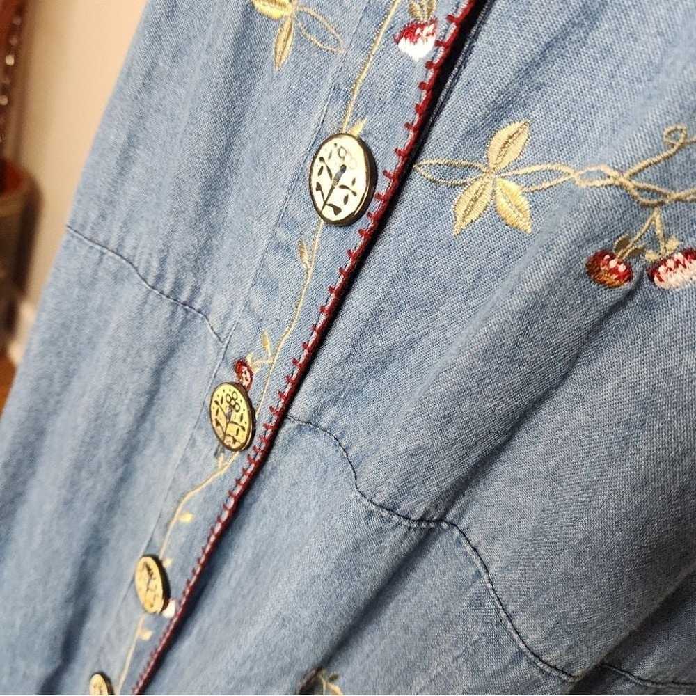 Vintage 1990s Handmade Embroidered Jean Maxi Dres… - image 7