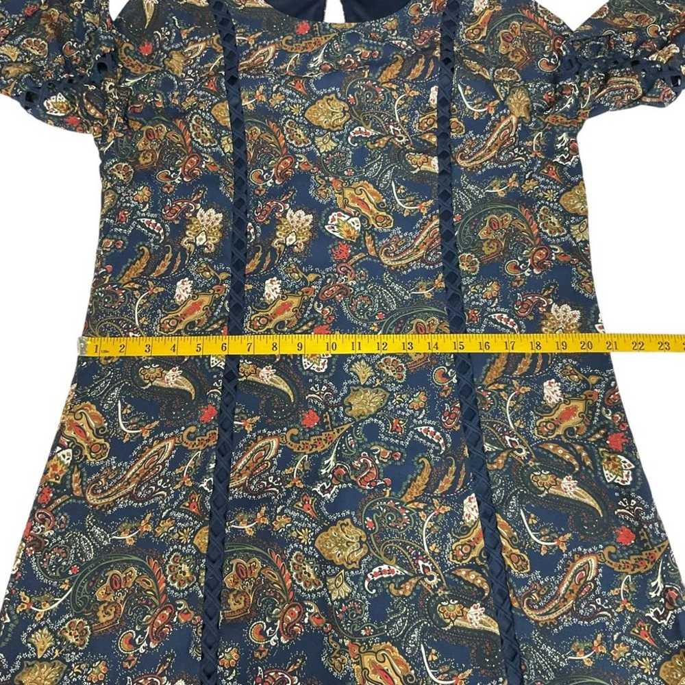 DR2 Daniel Rainn Paisley Shift Dress Open Trim Be… - image 7