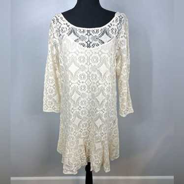 Free People Ivory Crochet Shift Dress