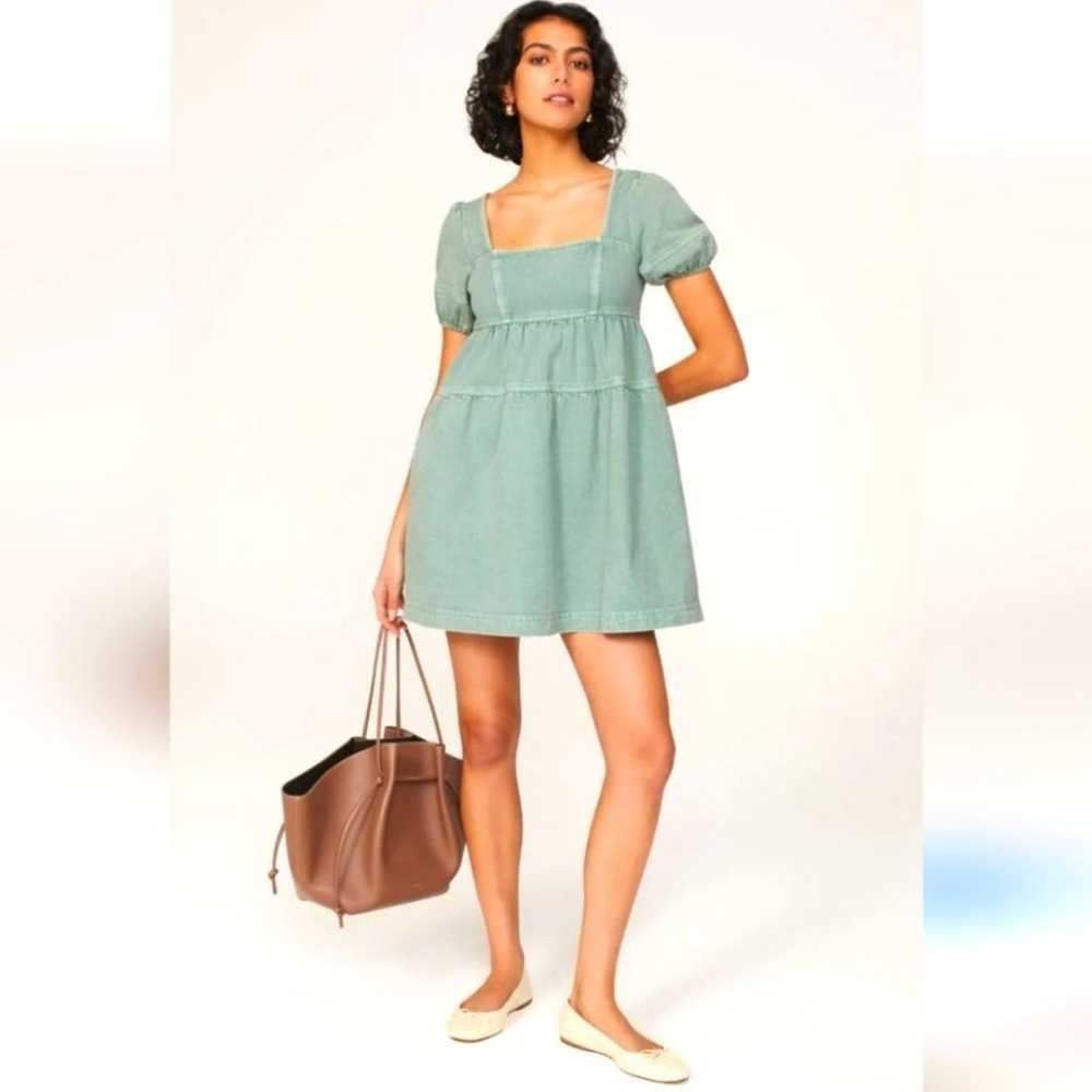 Louna Green Denim Midi Dress Size L Coastal Beach… - image 1