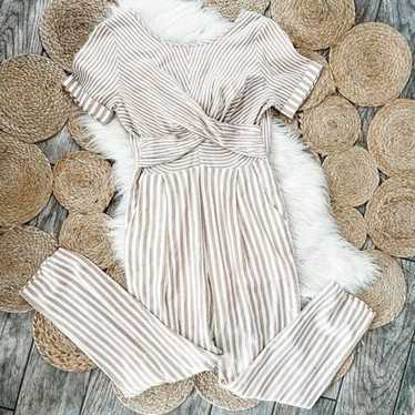 for good tan striped jumpsuit