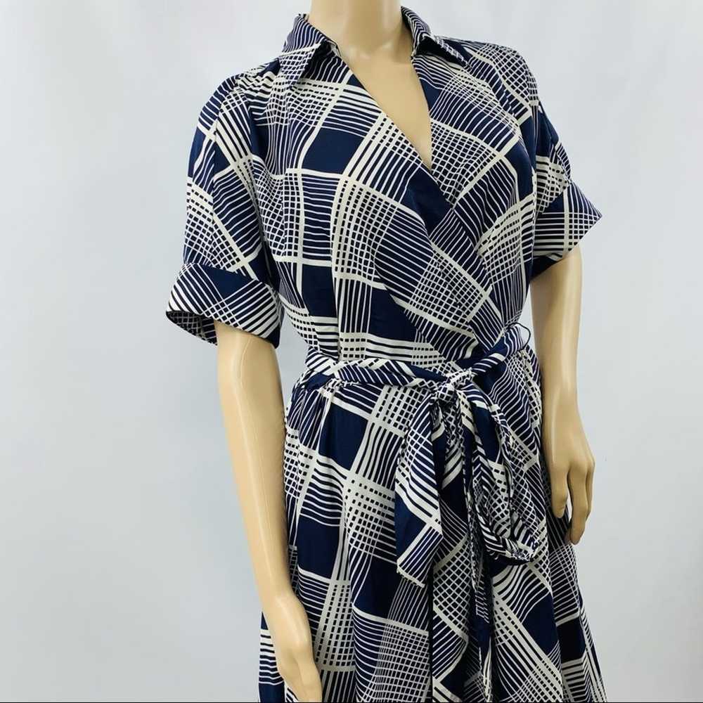 Eliza J Navy Blue White Faux Wrap Dress - image 2