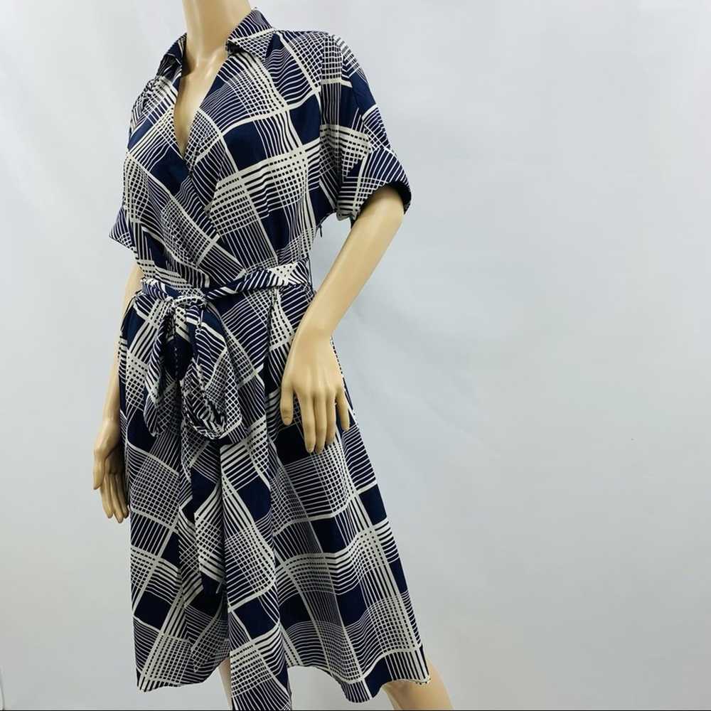 Eliza J Navy Blue White Faux Wrap Dress - image 3