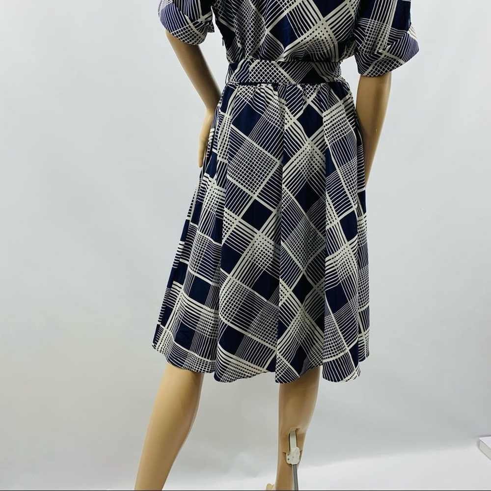 Eliza J Navy Blue White Faux Wrap Dress - image 8