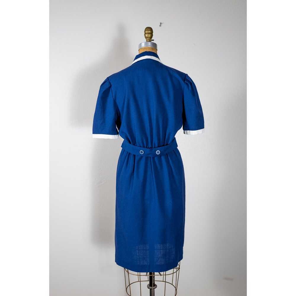 Vintage 80s Navy Blue Sailor Dress, Midi Length, … - image 7