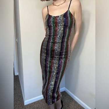 Magia Sequined Rainbow Multi Colored Body con Str… - image 1