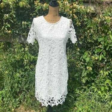 DEX elegant sexy midi lace white dress - image 1