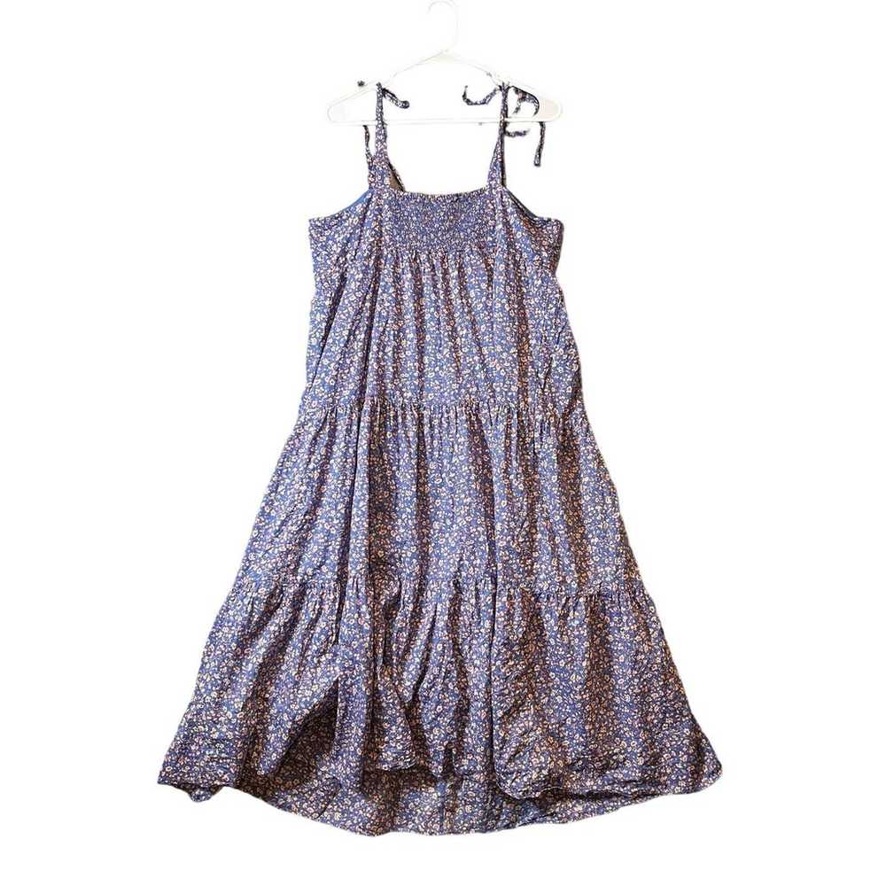 Madewell Sz Large Tie-Strap Tiered Midi Dress in … - image 6