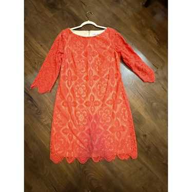 JESSICA H Coral Illusion Lace 3/4 Sleeve Scalloped