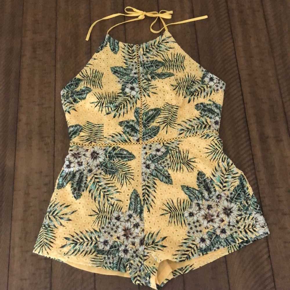 Bb Dakota Schiffer yellow tropical Palm Print lig… - image 3