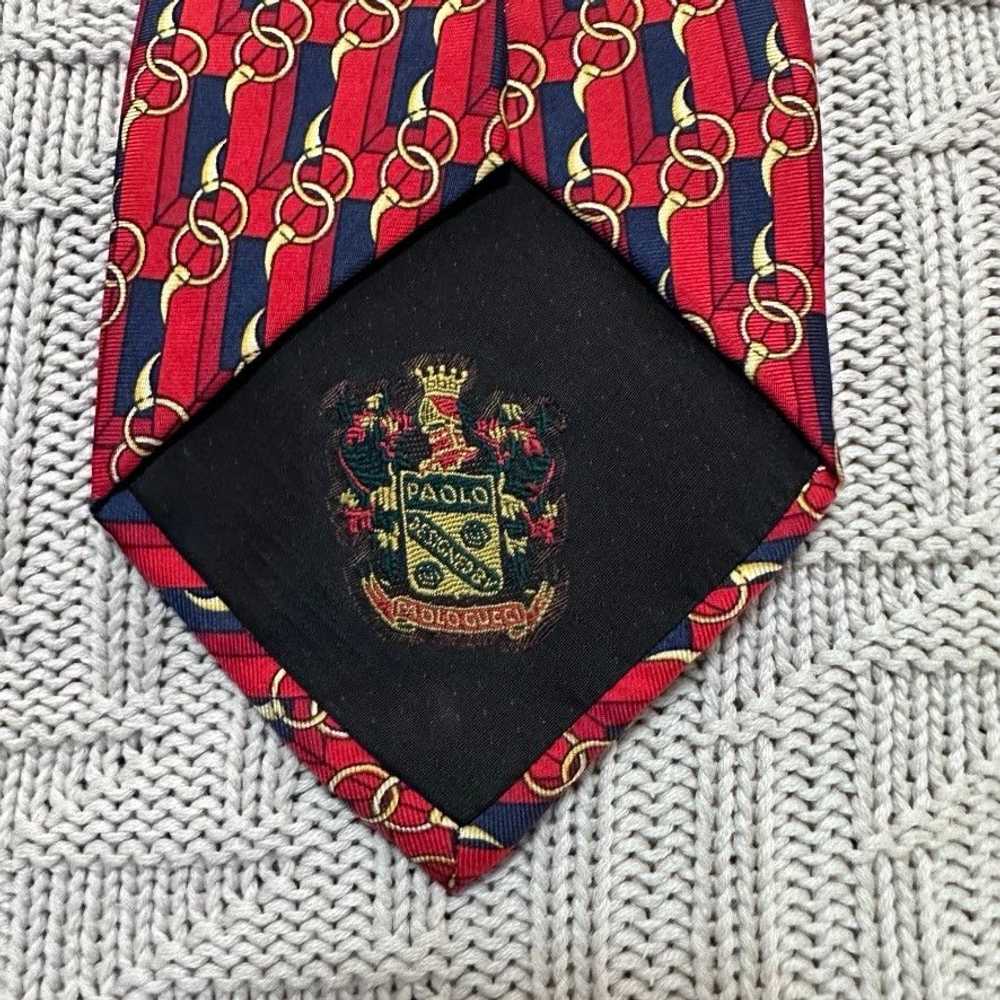 Gucci Vintage Gucci red horse bit print silk tie - image 4