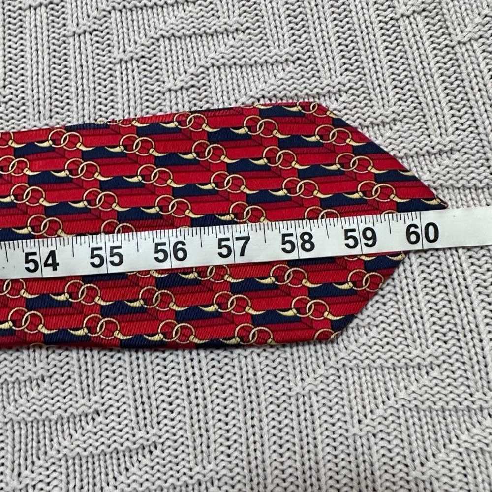 Gucci Vintage Gucci red horse bit print silk tie - image 5