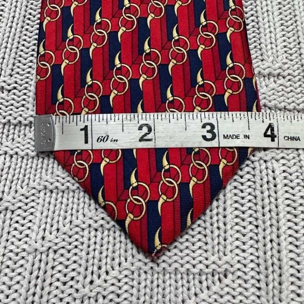 Gucci Vintage Gucci red horse bit print silk tie - image 6