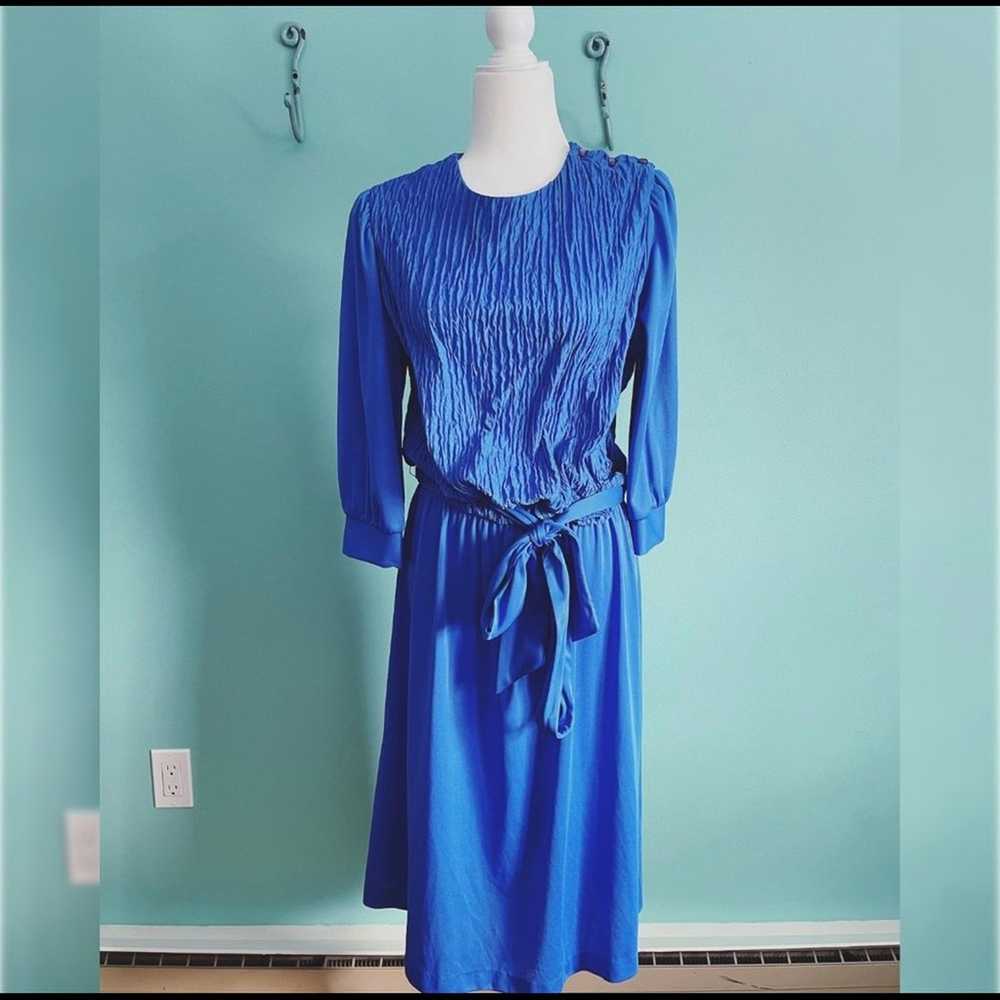 VINTAGE 1970s cobalt blue dress - image 1