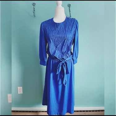 VINTAGE 1970s cobalt blue dress - image 1