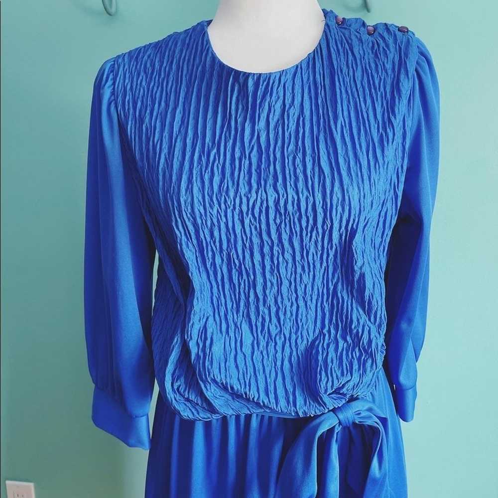 VINTAGE 1970s cobalt blue dress - image 2