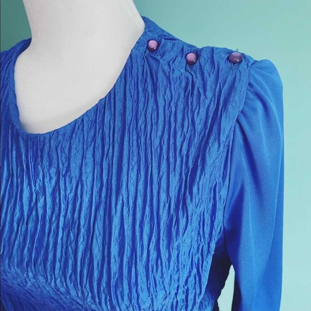 VINTAGE 1970s cobalt blue dress - image 3