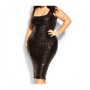 City Chic XXL/24 black/gold sequin dress