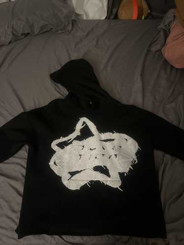 Streetwear black cropped fit splatter hoodie