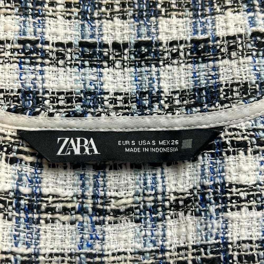 ZARA BLUE/WHITE textured tweed dress sz S - image 2