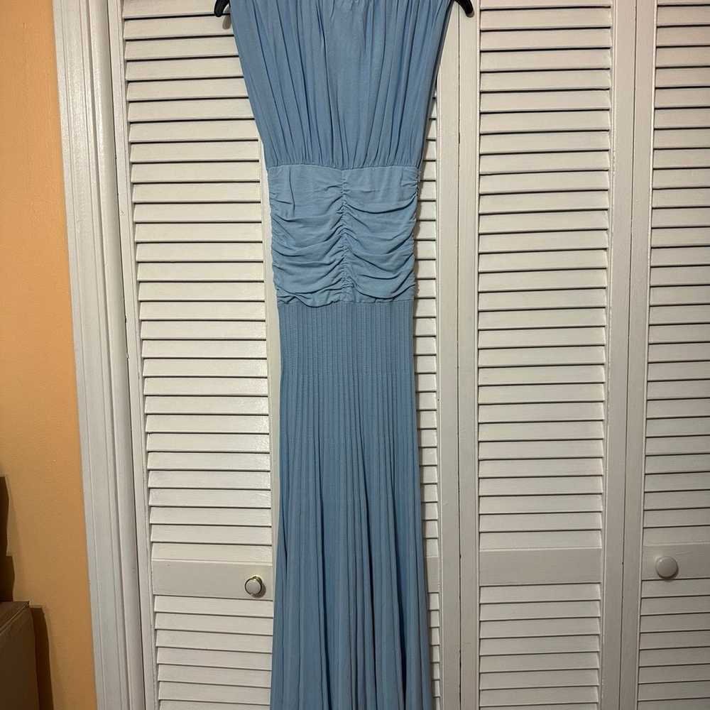 Zara sky blue dress with cinched waist - image 10