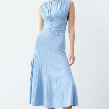 Zara sky blue dress with cinched waist - image 1