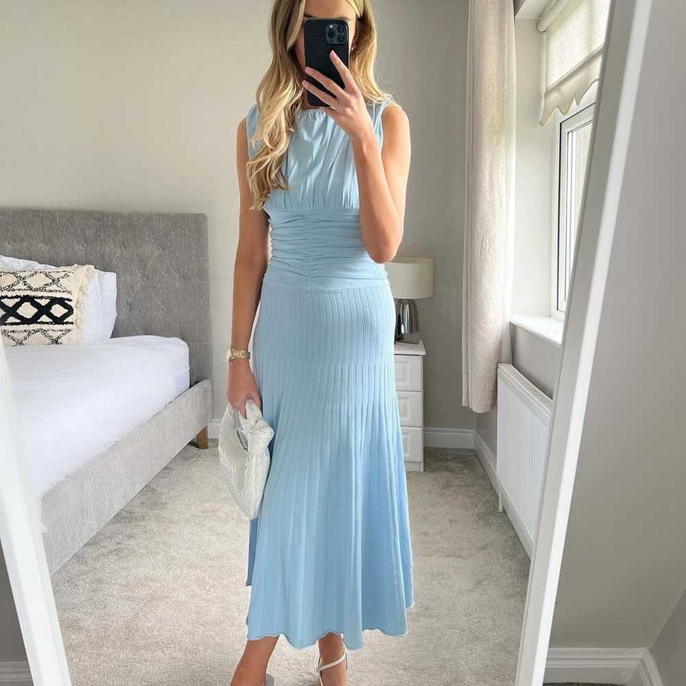 Zara sky blue dress with cinched waist - image 2