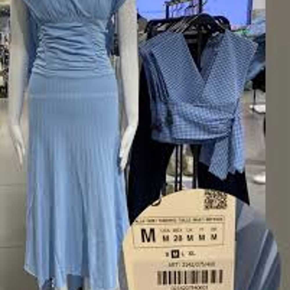 Zara sky blue dress with cinched waist - image 3