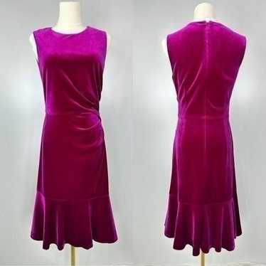 Eliza J Fuschia Velvet Side Ruching Dress , sz 4