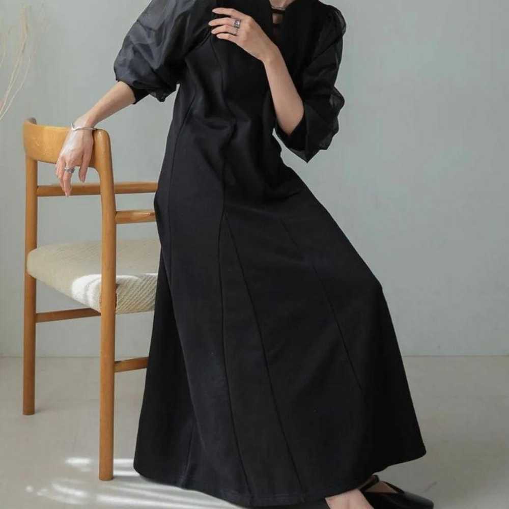 Bab One-piece Organza Long Sleeve Flare Thick Bla… - image 3