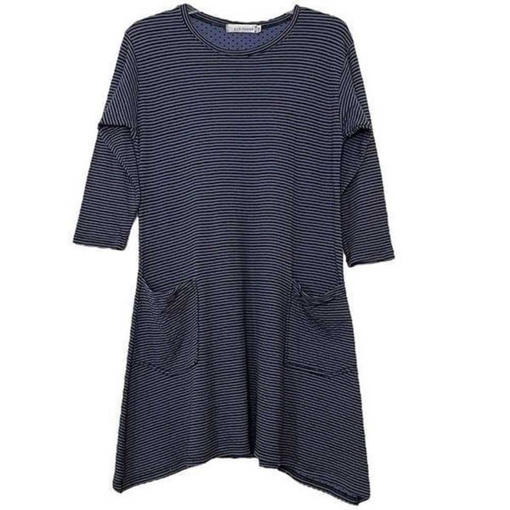 Cut Loose Lagenlook Dress Artsy Blue Black Stripe… - image 10