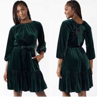 Draper James RSVP Forest Green Velvet Dress