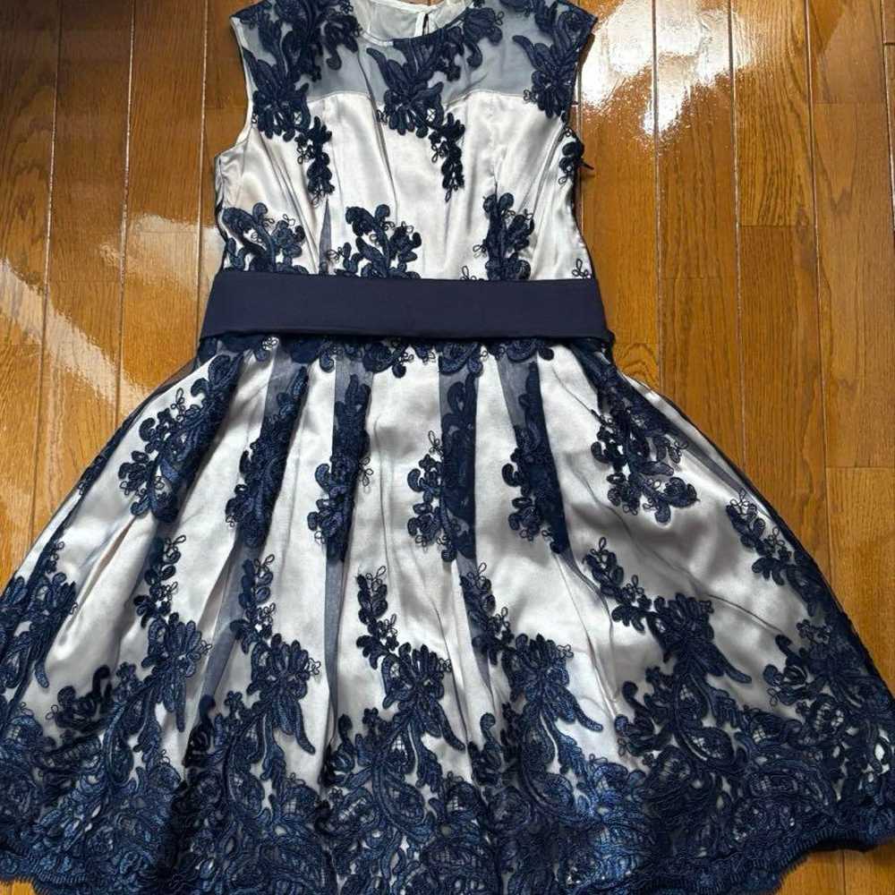 Party dress navy lace embroidery - image 1