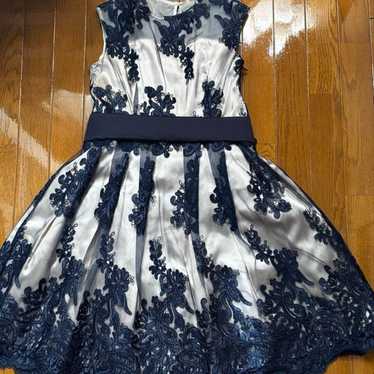 Party dress navy lace embroidery - image 1