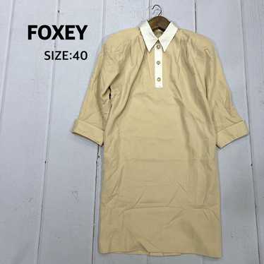 ZZ ■ FOXEY Foxy Long Sleeve Gold Button Long Dress