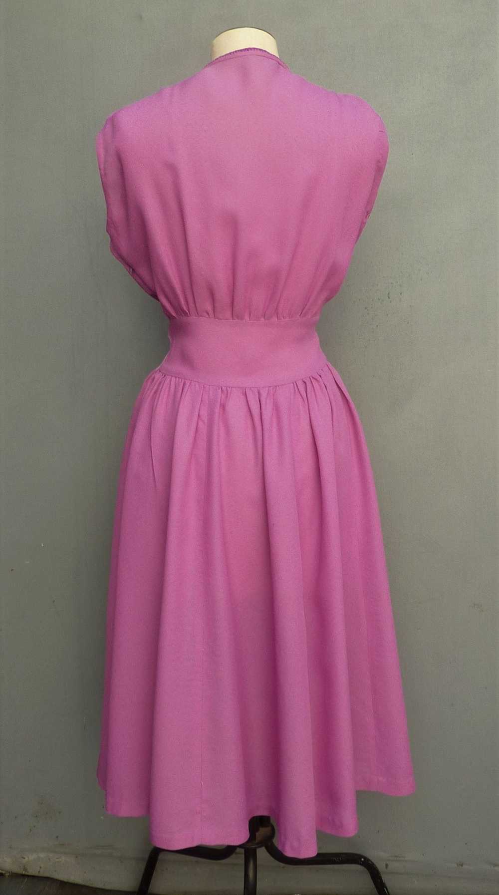 Vintage 1940s Handmade Dress Fuchsia Pink Rayon E… - image 7