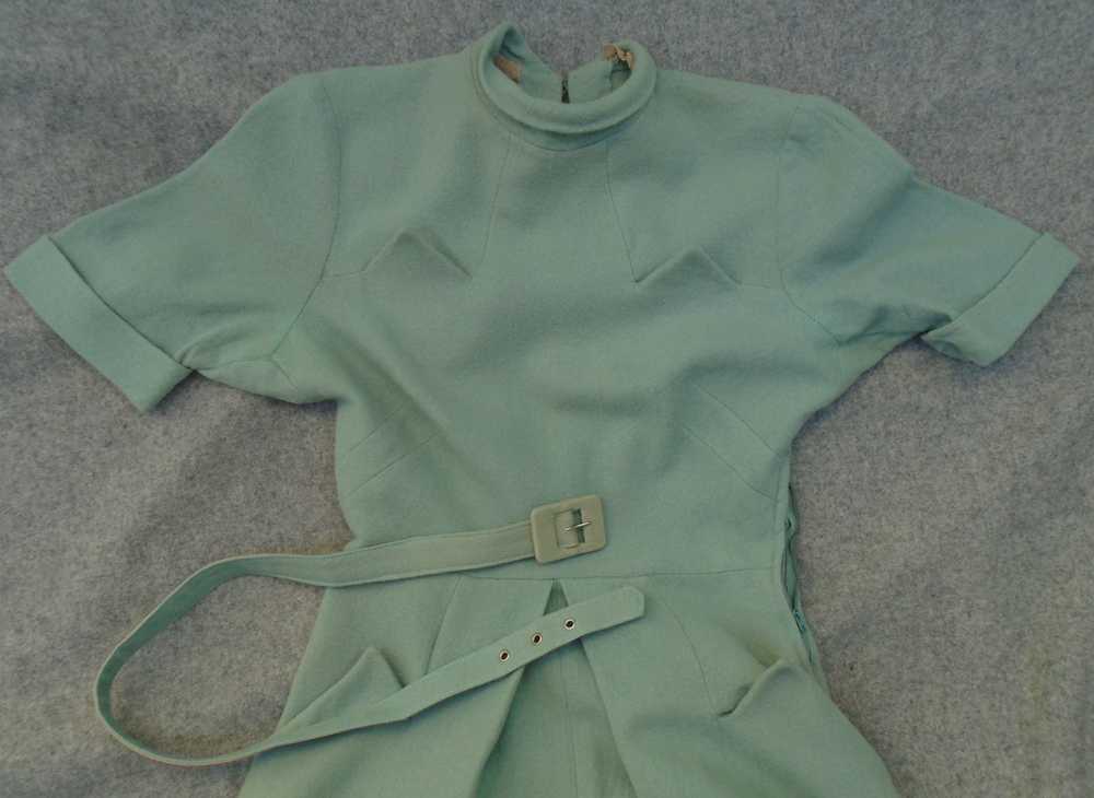 Superb Vintage 1940s Handmade Dress WW2 Seafoam B… - image 7