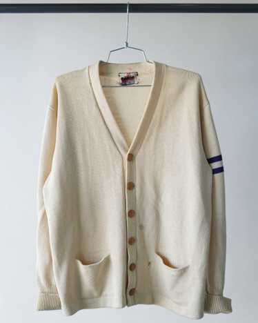 60's Cream Wool Cardigan - Large