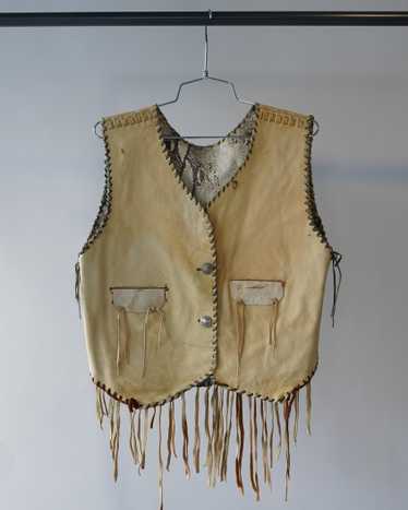 60s Handmade Fringed Leather Vest - Small