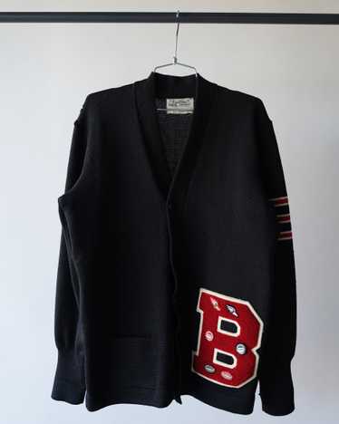 50's Black Collegiate Cardigan - Large