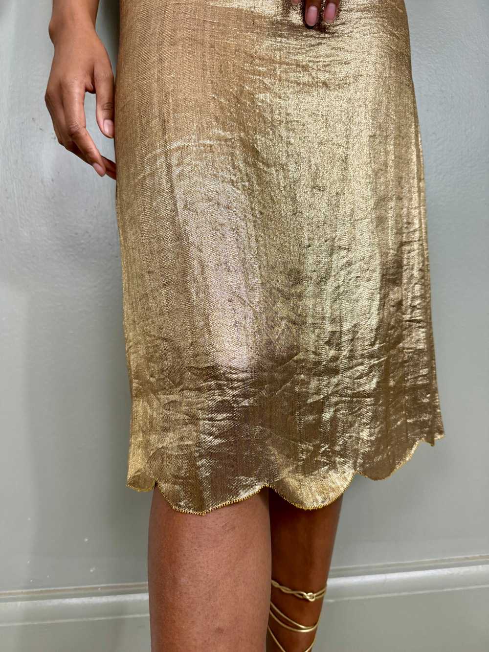 Dhalia, 20s gold lamee scalloped dress - image 7