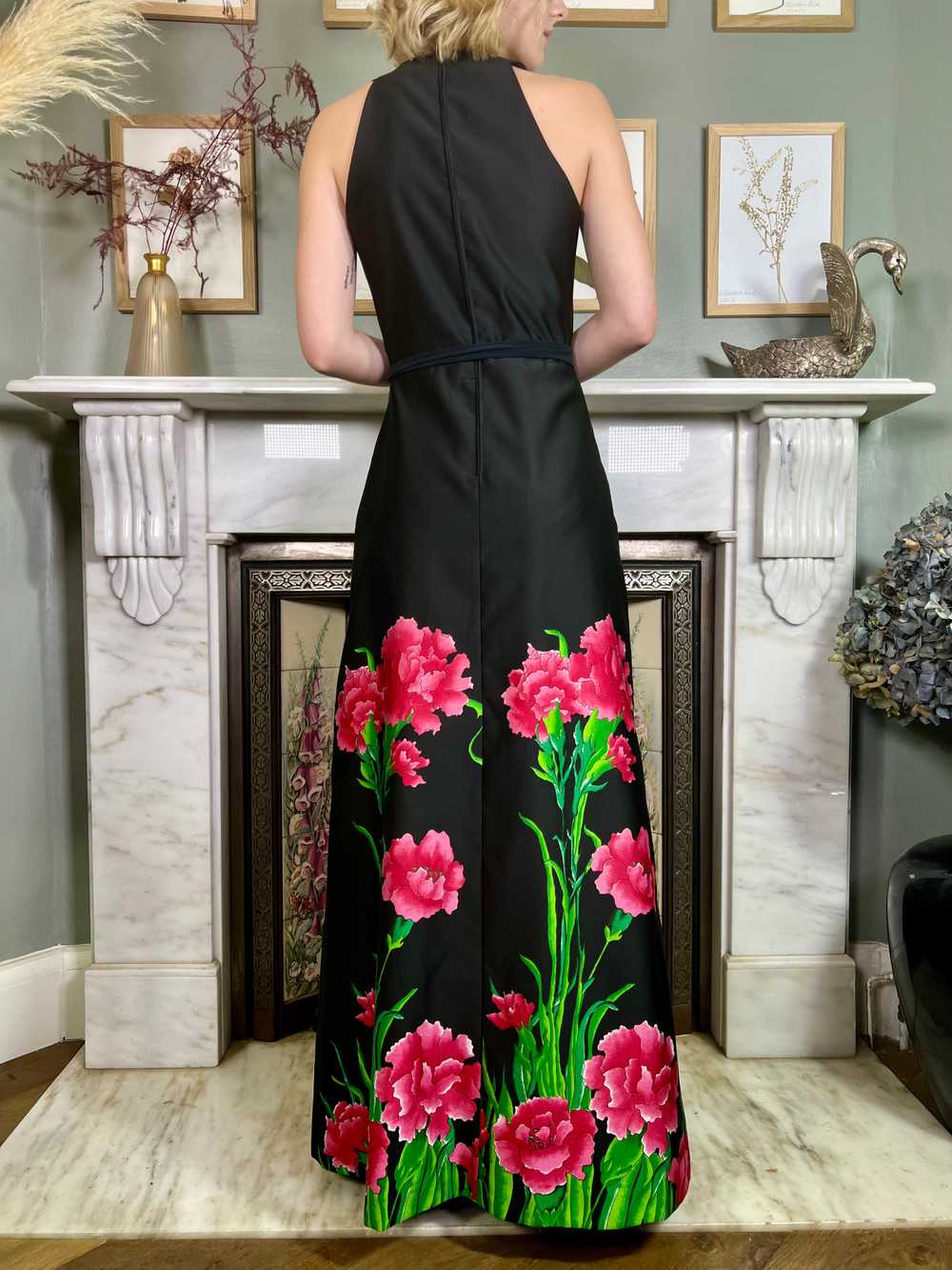 Rania, 70s silk floral dress - image 11