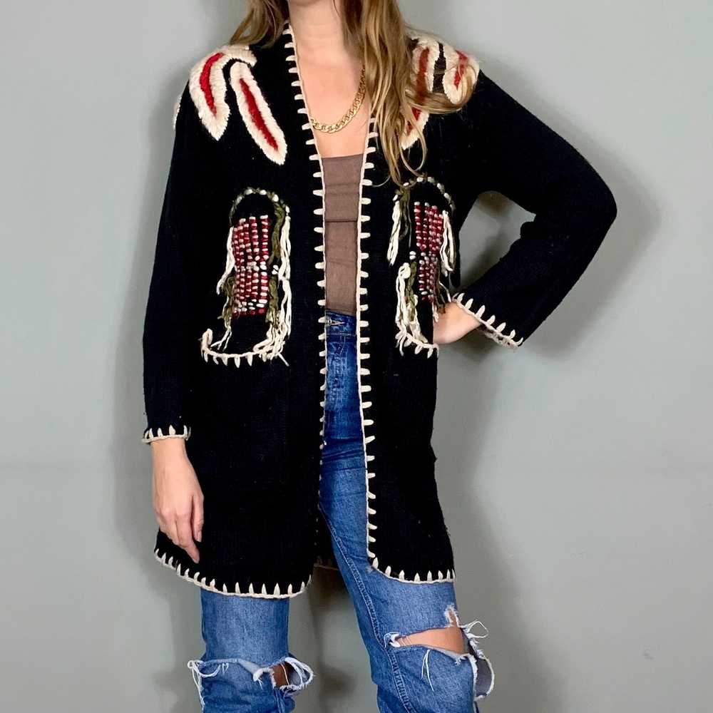 Arianna, embroidered fringed jacket - image 3