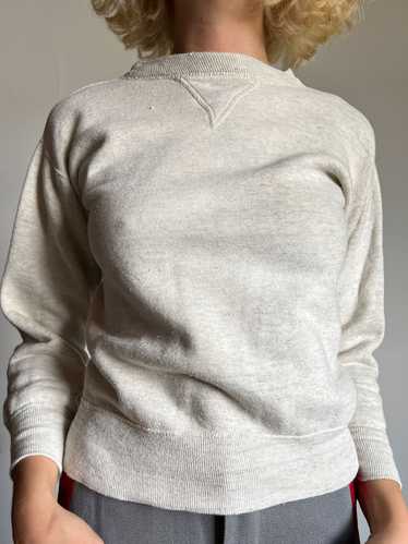 Vintage 1940's 1950's V Stitched Grey Cotton Sweat