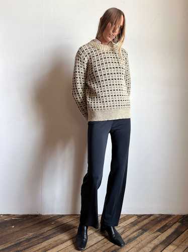 Vintage British Hand Knit Wool Sweater, Oatmeal