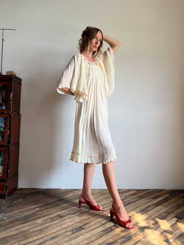 Vintage 1970's White Cotton Gauze Dress Made in Me