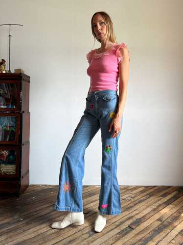 Vintage 1970's Embroidered Jeans